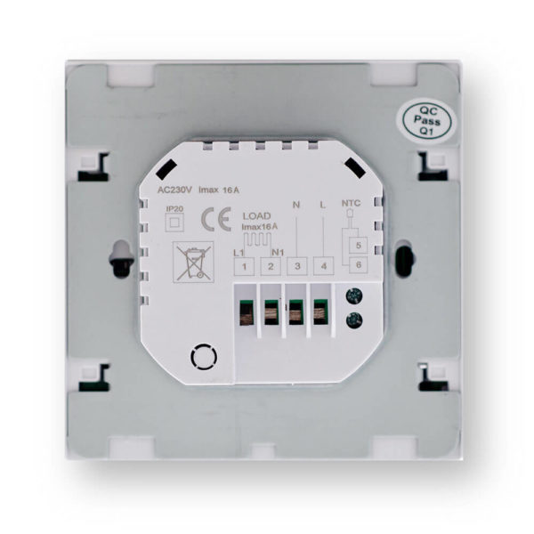 Termostat HD-T02 k topné fólii - pohled zezadu